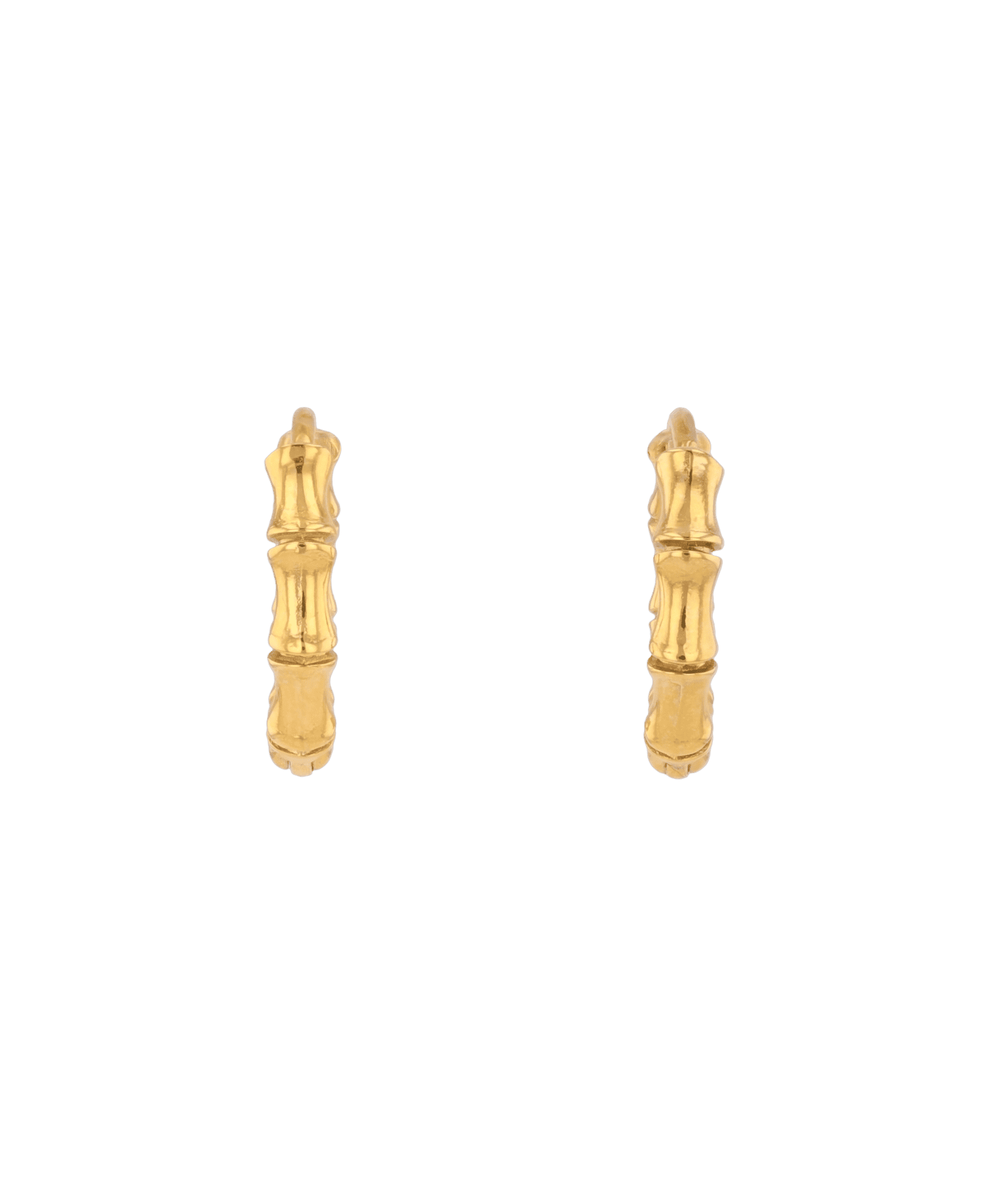 Bounty Bamboo Gold Huggie Earrings by LAVANA, with sculpted outline