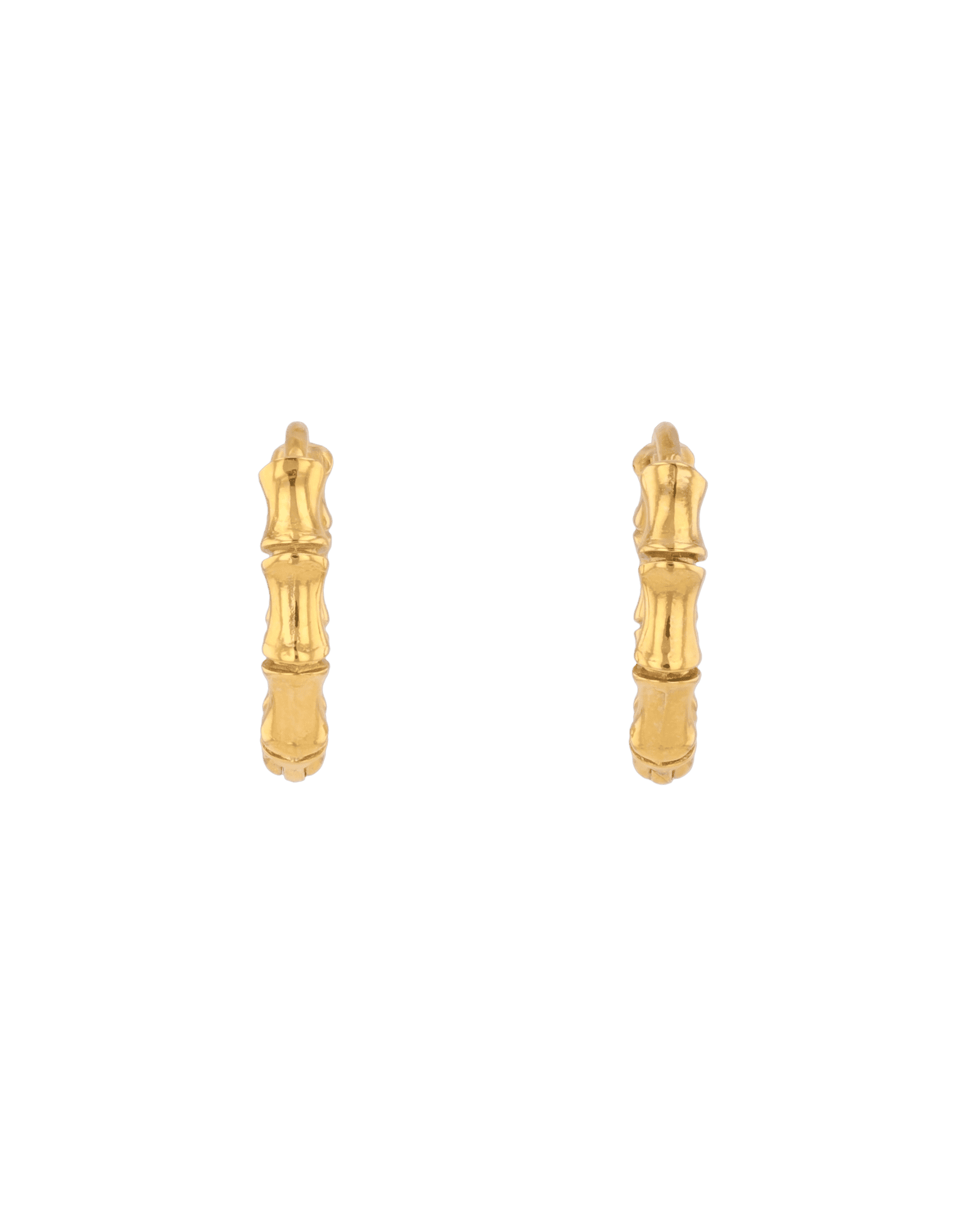 Bounty Bamboo Gold Huggie Earrings by LAVANA, with sculpted outline