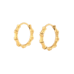 Bounty Bamboo Gold Huggie Earrings by LAVANA, with sculpted outline