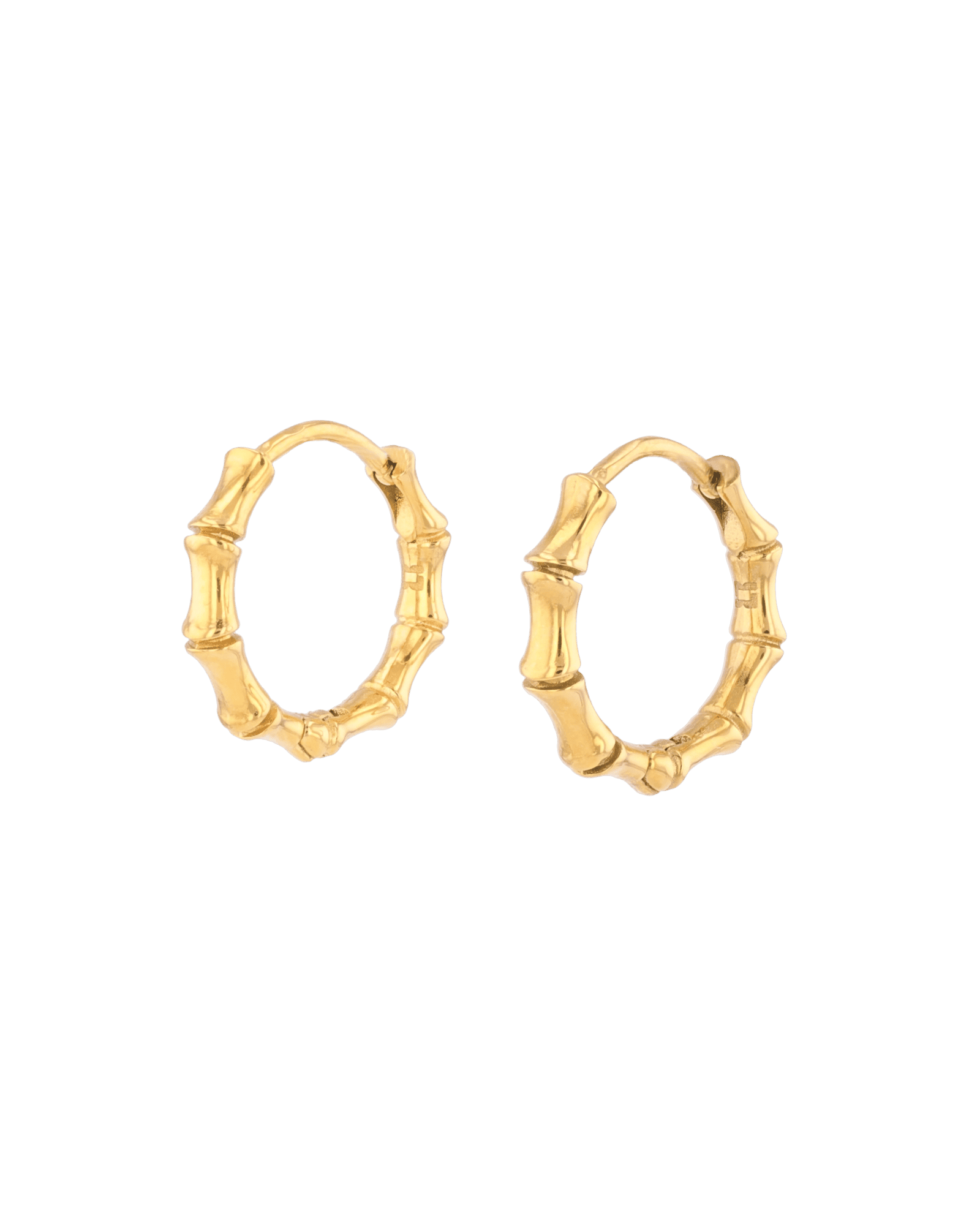 Bounty Bamboo Gold Huggie Earrings by LAVANA, with sculpted outline