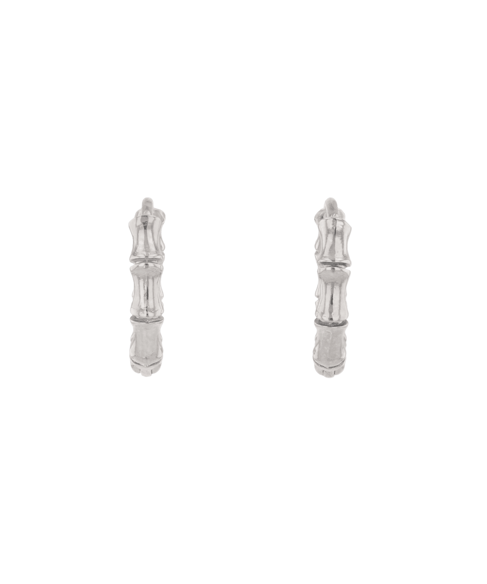 Bounty Bamboo Silver Huggie Earrings by LAVANA, with sculpted outline