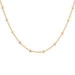 Brooklyn Gold Station Chain Necklace by Lavana, with curb chain and polished bead stations, front view
