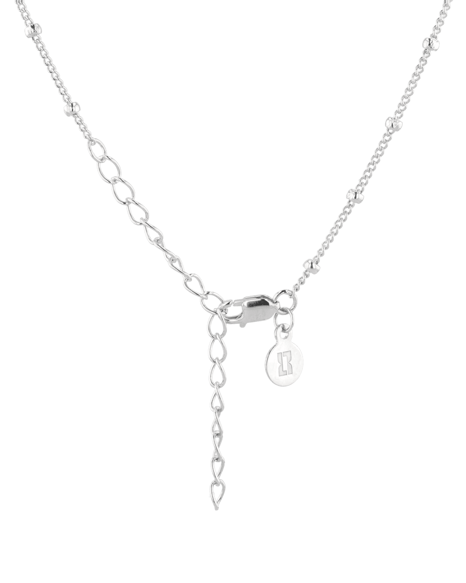Brooklyn Silver Station Chain Necklace by Lavana, with curb chain and polished bead stations, clasp