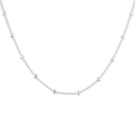 Brooklyn Silver Station Chain Necklace by Lavana, with curb chain and polished bead stations, front view