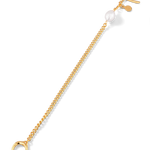 Cadiz Gold Pearl T-Bar Bracelet by Lavana, oval chain with single freshwater pearl and front toggle