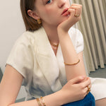 Cali Gold Snake Chain Necklace by Lavana, on model sleek flat classic snake chain with polished finish