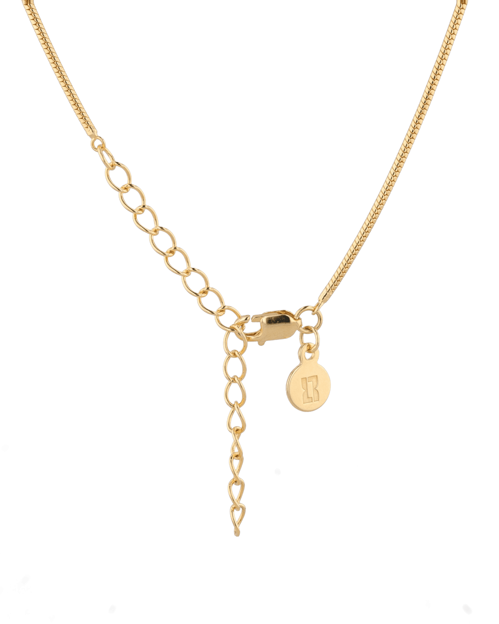 Cali Gold Snake Chain Necklace by Lavana, with sleek, flat snake chain, polished finish, clasp