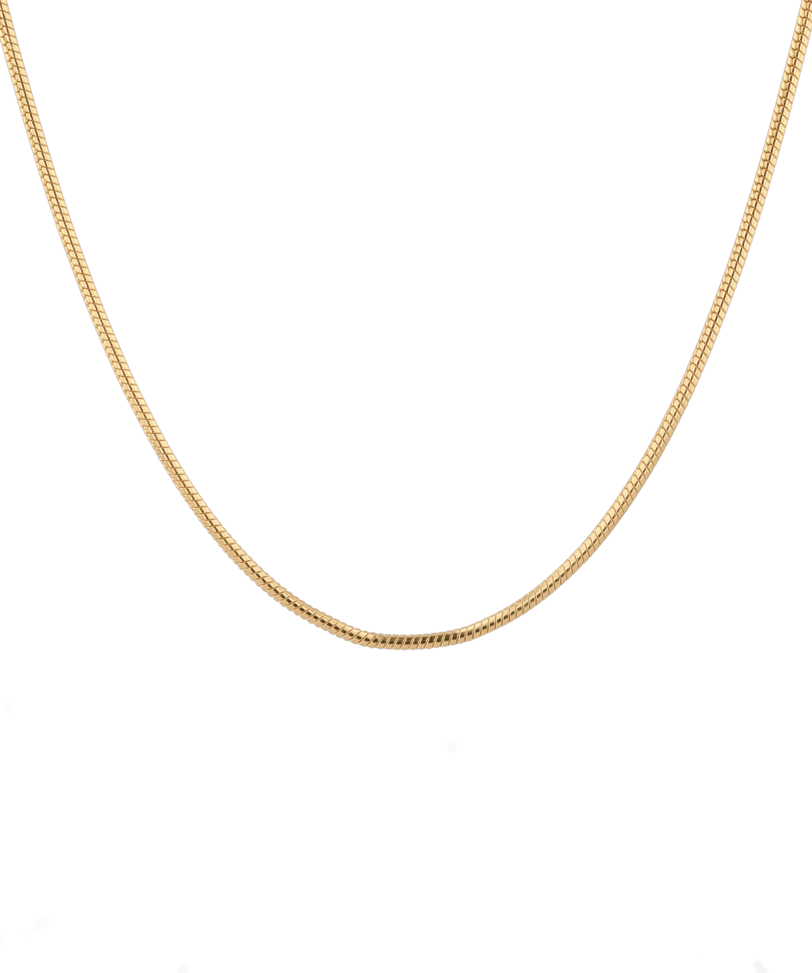 Cali Gold Snake Chain Necklace by Lavana, with sleek, flat snake chain, polished finish, front view