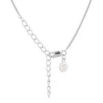 Cali Sterling Silver Snake Chain Necklace by Lavana, with sleek, flat chain, cool gloss, clasp