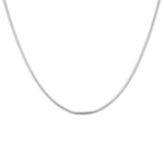 Cali Sterling Silver Snake Chain Necklace by Lavana, with sleek, flat chain, cool gloss, front view