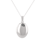 Canvas Oval Locket Necklace Silver by Lavana, polished oval locket pendant on 45cm chain