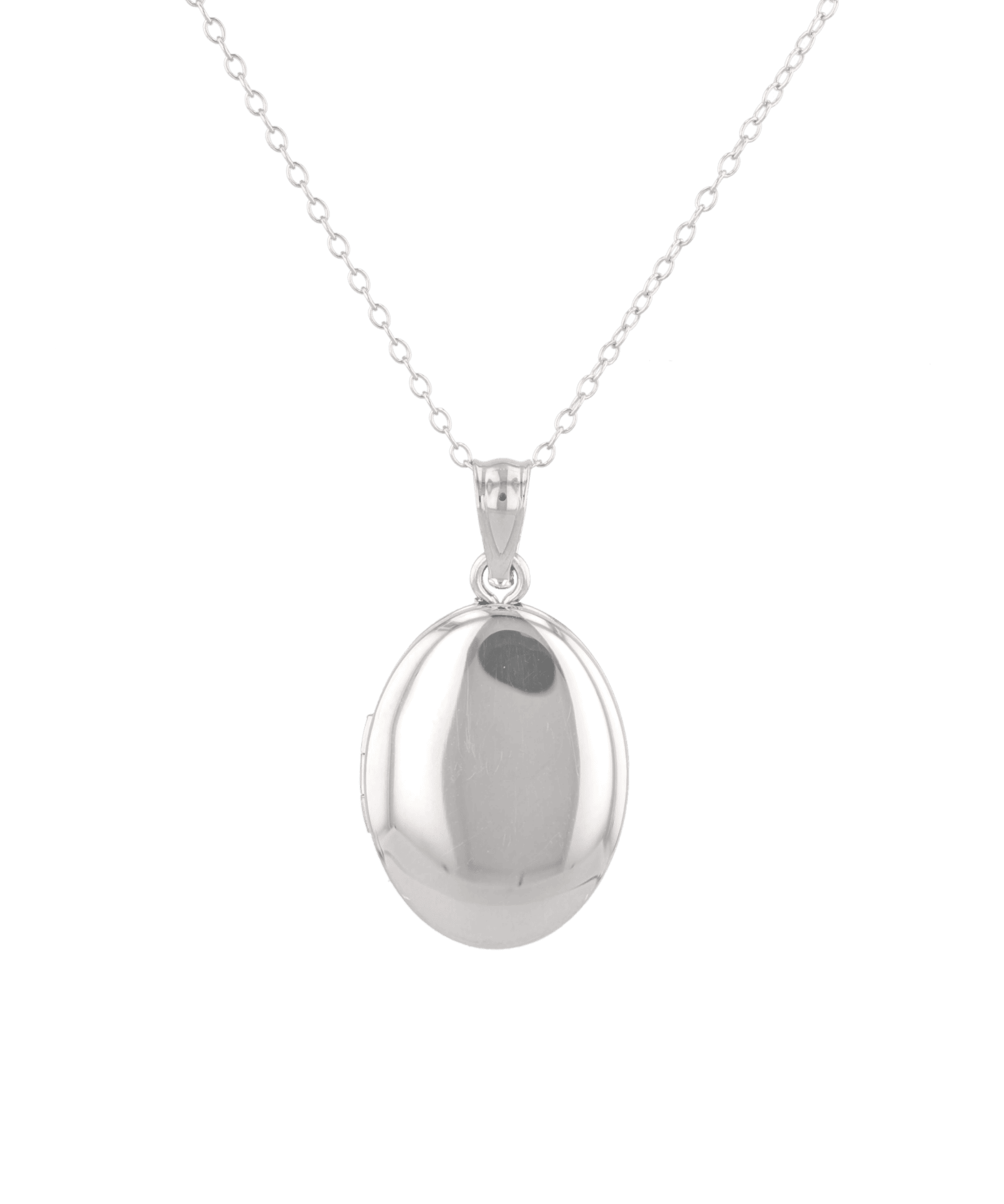 Canvas Oval Locket Necklace Silver by Lavana, polished oval locket pendant on 45cm chain