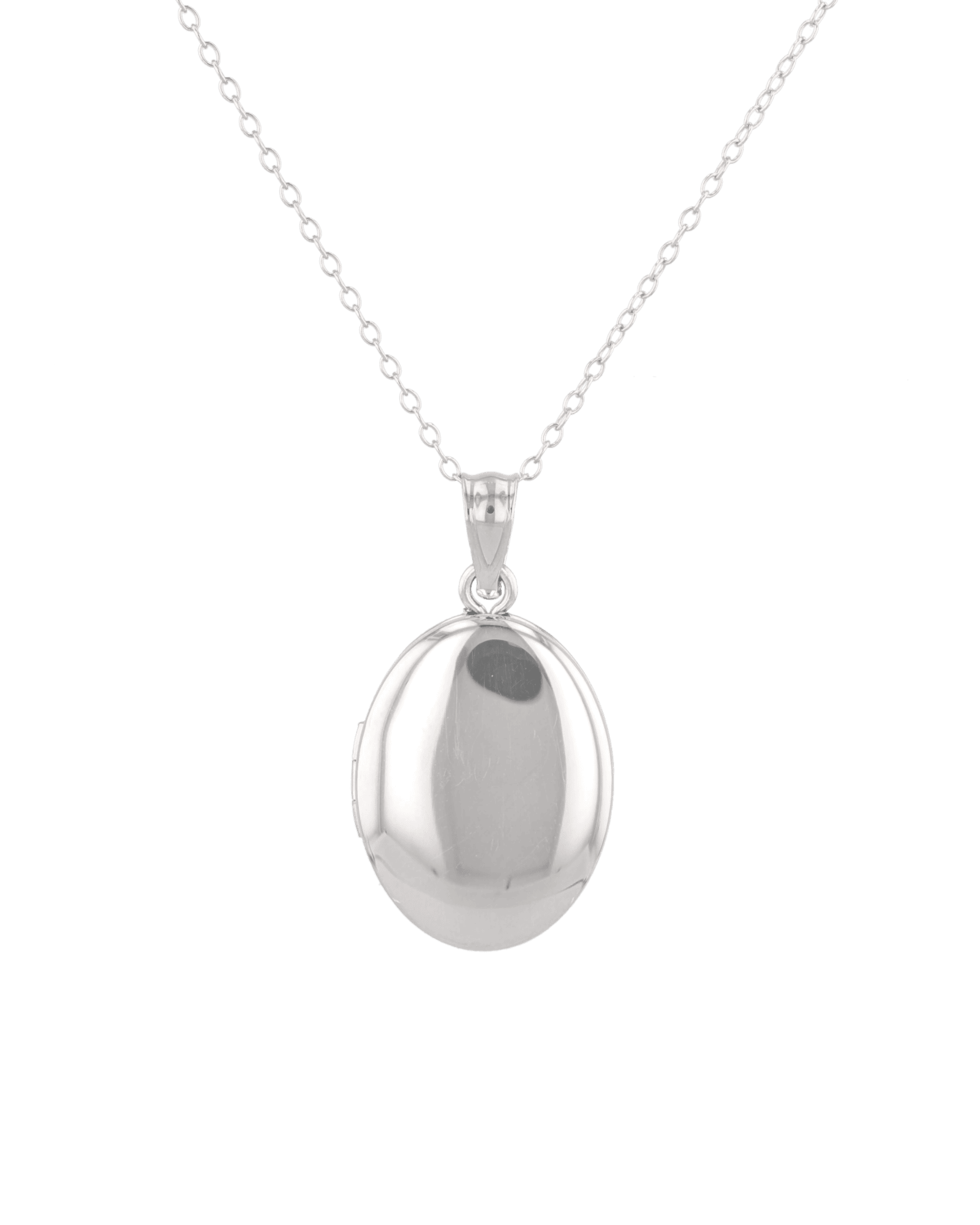 Canvas Oval Locket Necklace Silver by Lavana, polished oval locket pendant on 45cm chain