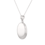 Canvas Oval Locket Necklace Silver by Lavana, polished oval locket pendant on 45cm chain