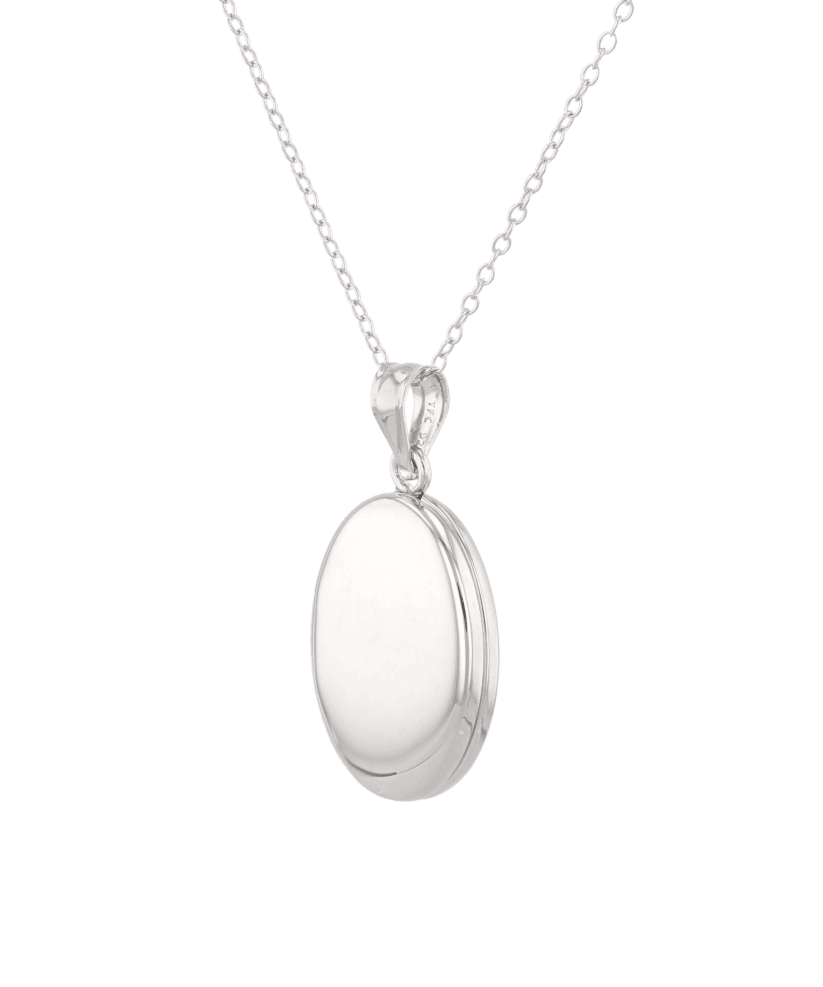 Canvas Oval Locket Necklace Silver by Lavana, polished oval locket pendant on 45cm chain