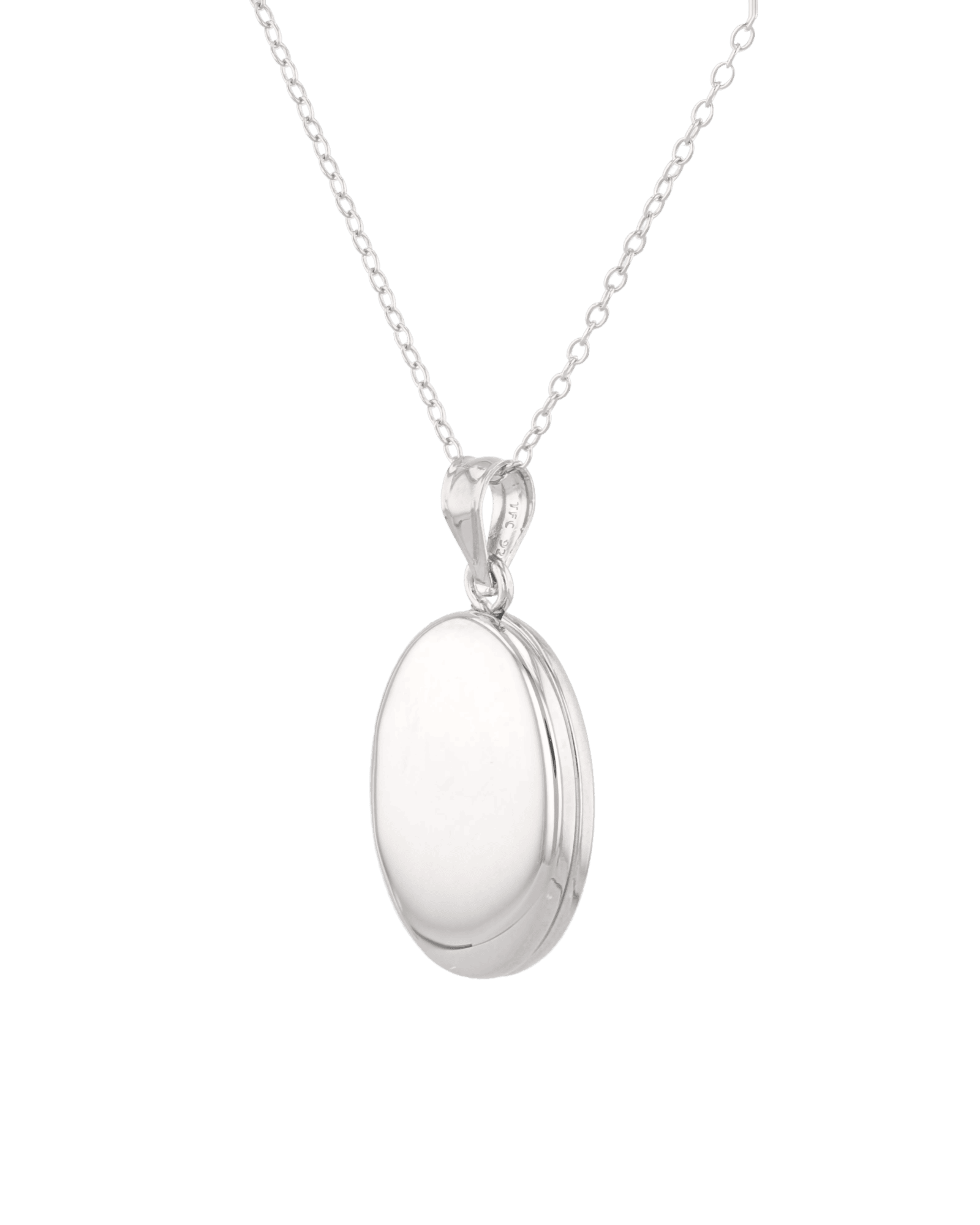 Canvas Oval Locket Necklace Silver by Lavana, polished oval locket pendant on 45cm chain