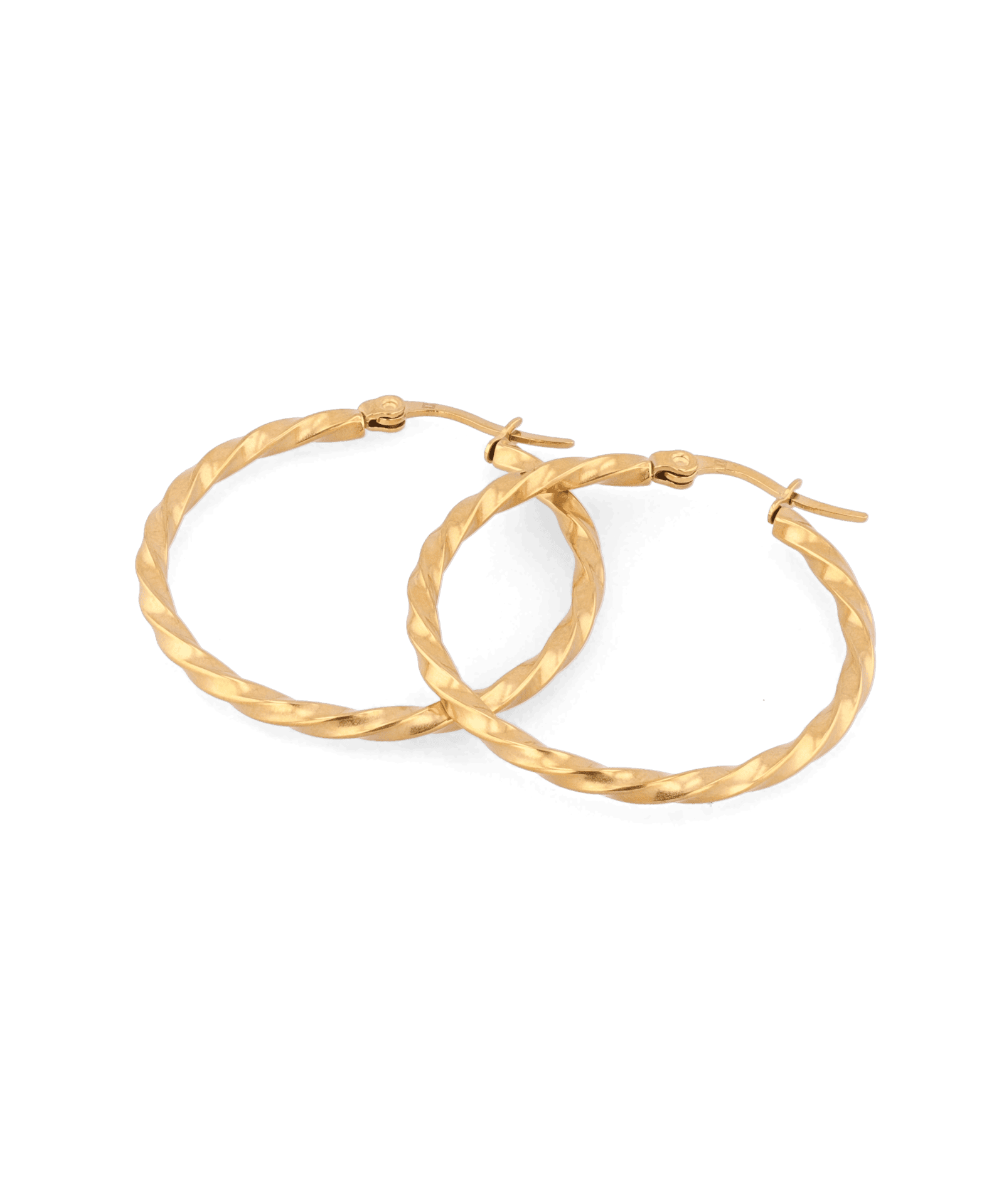 Cleo Textured Gold Hoop Earrings by LAVANA, large slim textured hoops