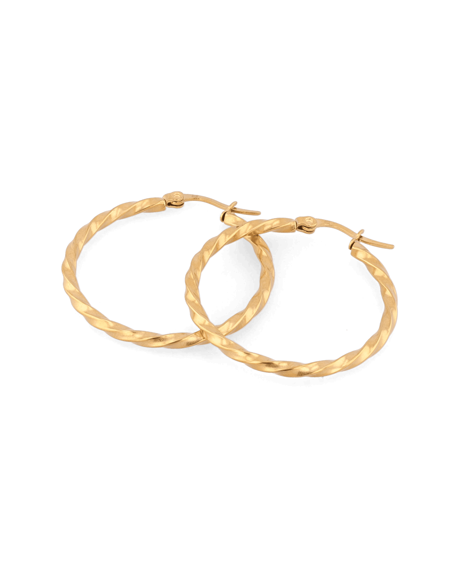 Cleo Textured Gold Hoop Earrings by LAVANA, large slim textured hoops