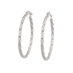 Cleo Textured Silver Hoop Earrings by LAVANA, large slim textured hoops