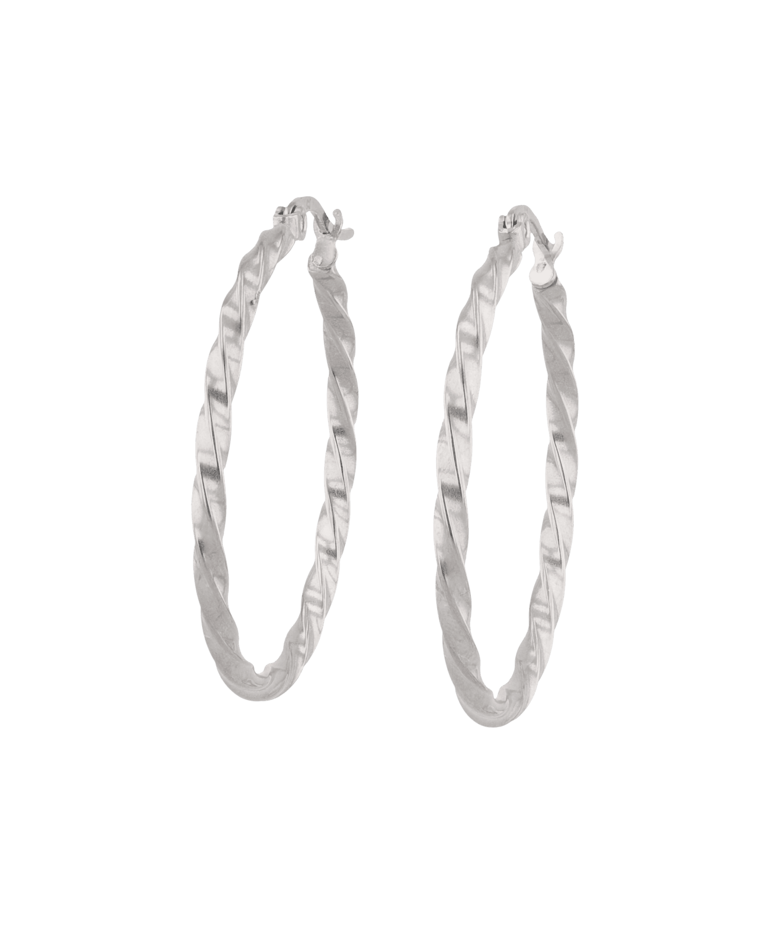 Cleo Textured Silver Hoop Earrings by LAVANA, large slim textured hoops
