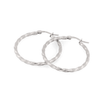 Cleo Textured Silver Hoop Earrings by LAVANA, large slim textured hoops