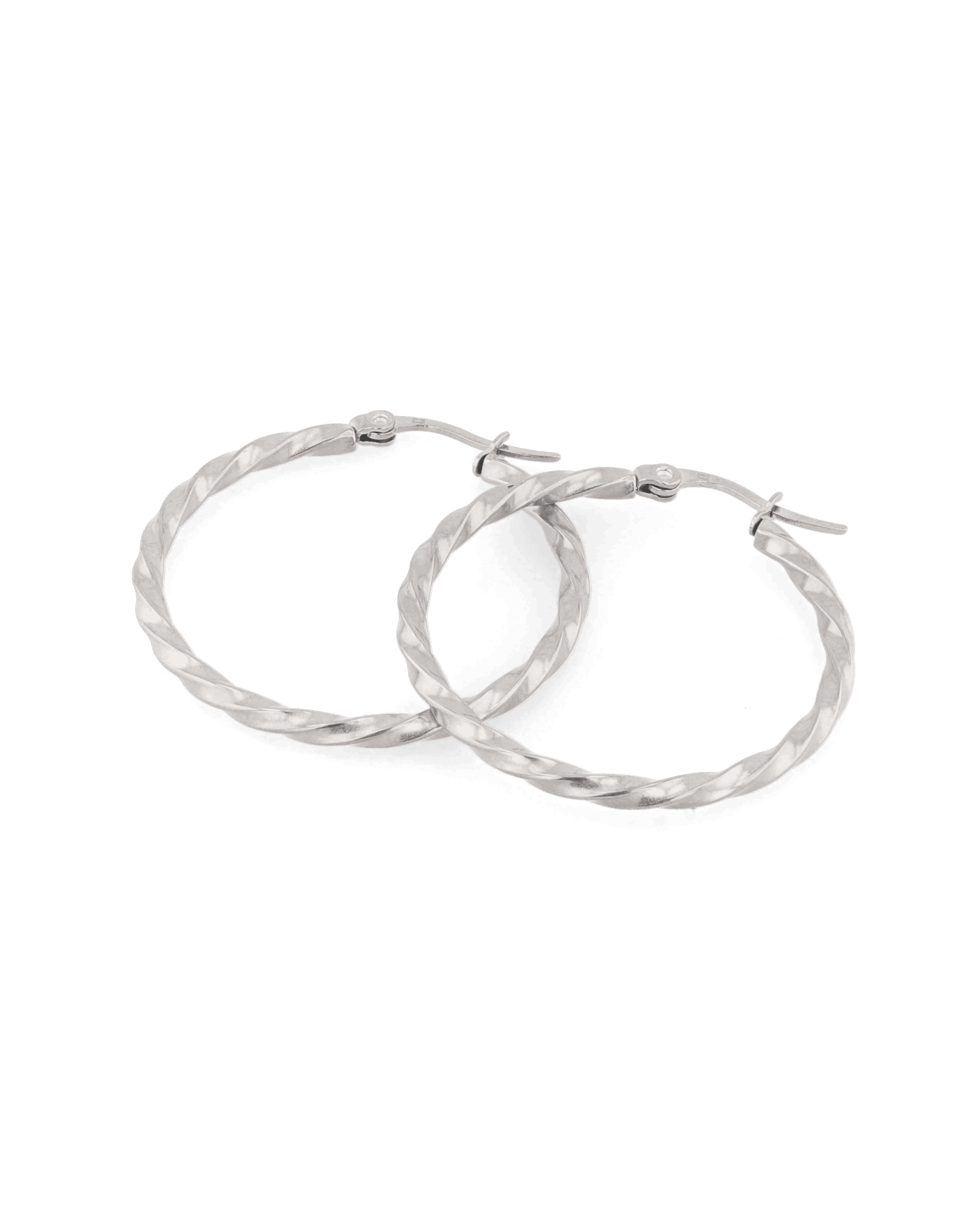 Cleo Textured Silver Hoop Earrings by LAVANA, large slim textured hoops