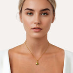 Cosmo Gold Diamond Disc Pendant by Lavana, on model; with lab grown diamonds