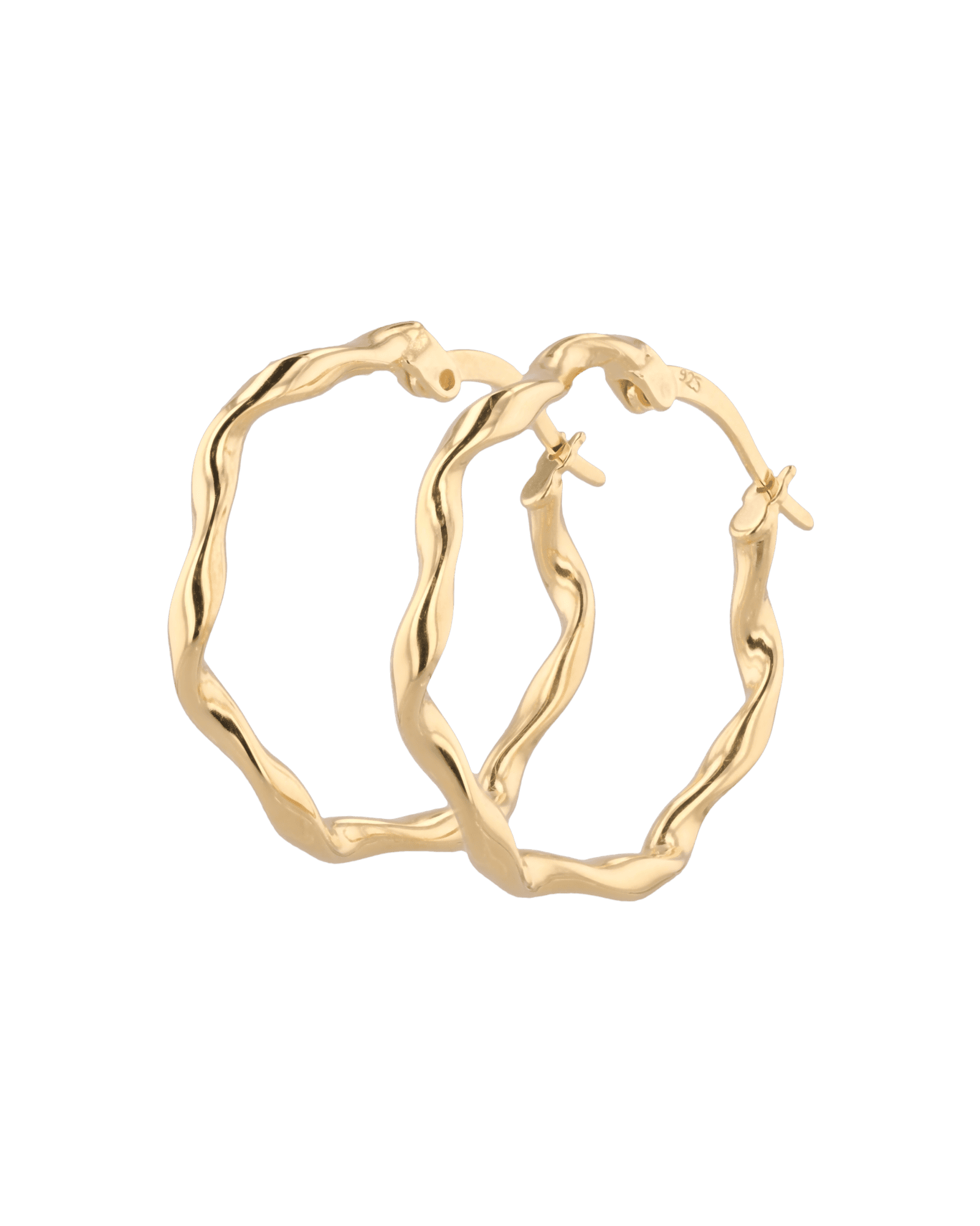 Dance Gold Hoop Earrings by Lavana, slim ribbon twist hoop with polished finish