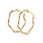 Dance Gold Hoop Earrings by Lavana, slim ribbon twist hoop with polished finish
