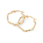 Dance Gold Hoop Earrings by Lavana, slim ribbon twist hoop with polished finish