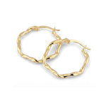 Dance Gold Hoop Earrings by Lavana, slim ribbon twist hoop with polished finish