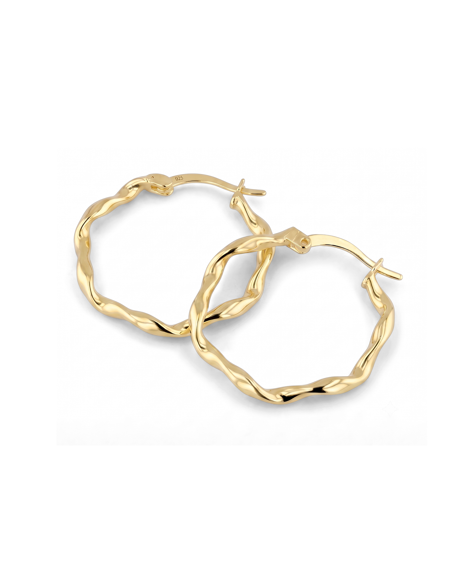 Dance Gold Hoop Earrings by Lavana, slim ribbon twist hoop with polished finish