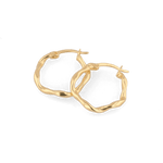 Dance Gold Hoop Earrings by Lavana, slim ribbon twist hoop with polished finish