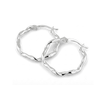 Dance Silver Hoop Earrings by Lavana, ribbon twist slim hoop with cool gloss