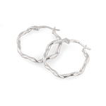 Dance Silver Hoop Earrings by Lavana, ribbon twist slim hoop with cool gloss