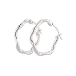 Dance Silver Hoop Earrings by Lavana, ribbon twist slim hoop with cool gloss