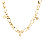 Dancing Discs Figaro Gold Chain Necklace by Lavana, figaro links with small polished discs