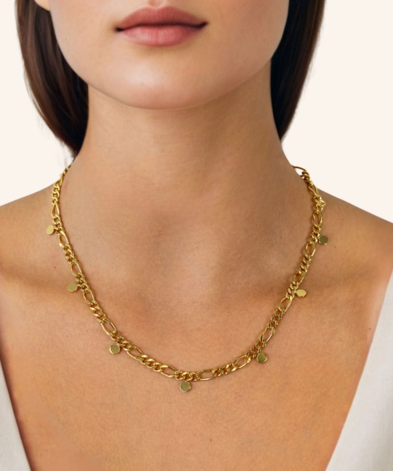 Dancing Discs Figaro Silver Chain Necklace