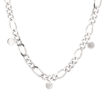Dancing Discs Figaro Silver Chain Necklace by Lavana, figaro links with small polished discs