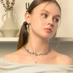 Dancing Discs Figaro Silver Chain Necklace by Lavana, on model modern figaro links with small polished discs