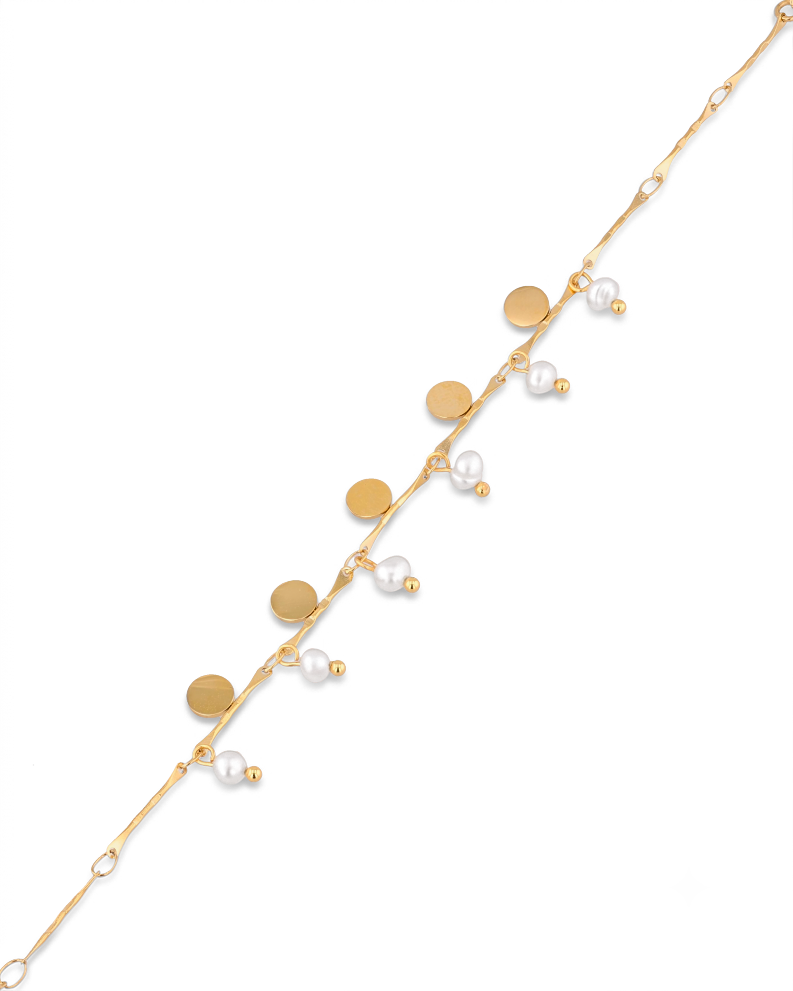 Dancing Discs Tango Gold Bracelet by Lavana chain bracelet with discs and freshwater pearl charms 2