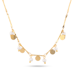 Dancing Discs Tango Gold Chain Necklace by Lavana chain with alternating discs and freshwater pearls 2