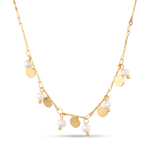 Dancing Discs Tango Gold Chain Necklace by Lavana chain with alternating discs and freshwater pearls 1