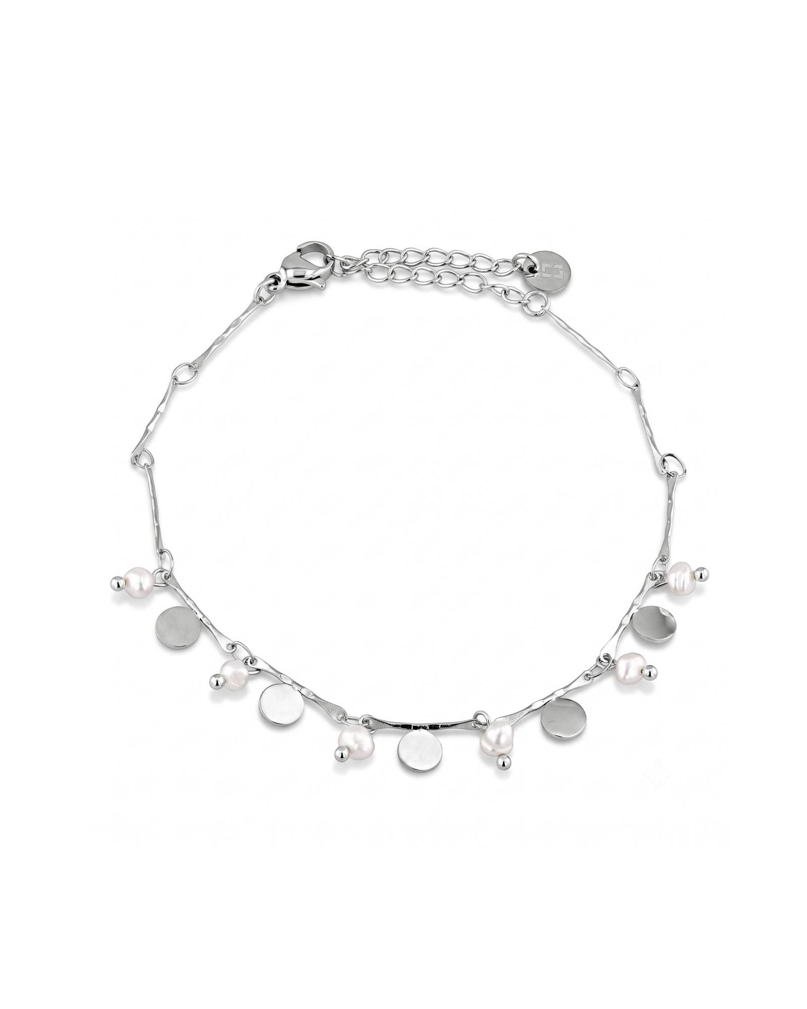 Dancing Discs Tango Silver Bracelet by Lavana chain bracelet with discs and freshwater pearl charms 1