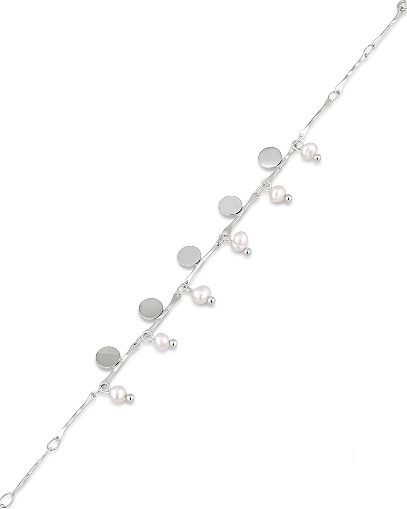 Dancing Discs Tango Silver Bracelet by Lavana chain bracelet with discs and freshwater pearl charms 2