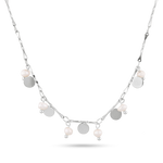 Dancing Discs Tango Silver Chain Necklace by Lavana chain with alternating discs and freshwater pearls 1