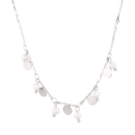 Dancing Discs Tango Silver Chain Necklace by Lavana, chain with alternating discs and freshwater pearls