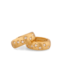 Dancing Stars Gold Hoop Earrings by Lavana, lab grown diamonds in star settings