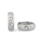 Dancing Stars Silver Hoop Earrings by Lavana, lab grown diamonds in star and oval shapes