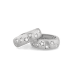 Dancing Stars Silver Hoop Earrings by Lavana, lab grown diamonds in star and oval shapes